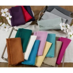 Saro Lifestyle Fringed Design Stone Washed Napkins -Saro Lifestyle GUEST d28e7811 7a87 4c0f 9379 f19f3d580cef