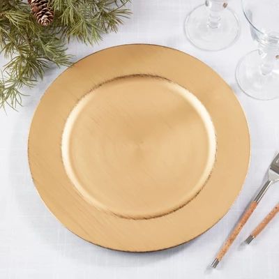 Saro Lifestyle Refined Brushed Charger Plate (Set Of 4), 13"x13", Gold 6 Saro Lifestyle Refined Brushed Charger Plate (Set Of 4), 13"x13", Gold - Image 4