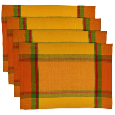 Saro Lifestyle Banded Border Placemat, 14"x20" Oblong, Orange (Set Of 4) 4 Saro Lifestyle Banded Border Placemat, 14"x20" Oblong, Orange (Set Of 4) - Image 2