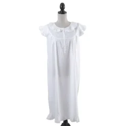 Saro Lifestyle Cotton Nightgown With Embroidered Design -Saro Lifestyle GUEST d3b14442 c2ec 4f0e ad7a c2529e7382ca