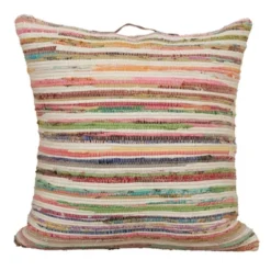 Saro Lifestyle Saro Lifestyle Multicolor Chindi Throw Pillow Cover -Saro Lifestyle GUEST d4e5c99d 59c2 4d67 8df2 b10a19c70172