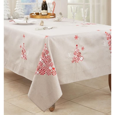 Saro Lifestyle Holiday Tablecloth With Peppermint Christmas Tree Design 3 Saro Lifestyle Holiday Tablecloth With Peppermint Christmas Tree Design