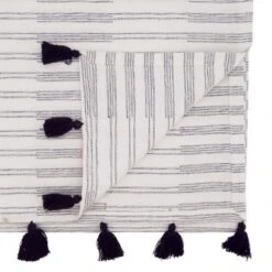 Saro Lifestyle Table Runner With Stripe Tassel Design, Black, 16" X 72"
