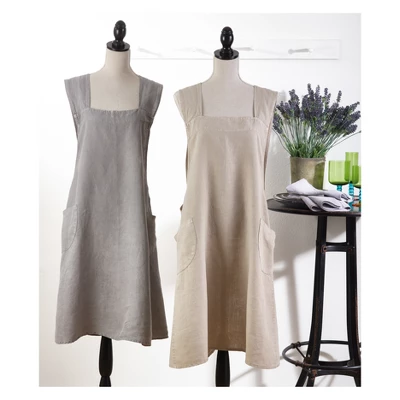 35"x28" Two Pocket Front Crossback Linen Cooking Apron - Saro Lifestyle 4 35"x28" Two Pocket Front Crossback Linen Cooking Apron - Saro Lifestyle - Image 2