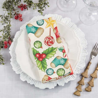 Saro Lifestyle Christmas Napkin (Set Of 4), 20", Multi 5 Saro Lifestyle Christmas Napkin (Set Of 4), 20", Multi - Image 3