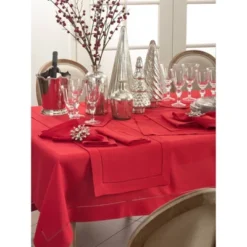 Saro Lifestyle Tablecloth With Hemstitch Border Design Red 8 Saro Lifestyle Tablecloth With Hemstitch Border Design Red -Saro Lifestyle GUEST e07223ec a67f 41ec 90fc c661c54b9902