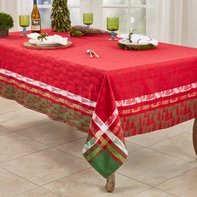 Saro Lifestyle Classic Plaid Christmas Tree Design Holiday Cotton Table Topper Tablecloth 4 Saro Lifestyle Classic Plaid Christmas Tree Design Holiday Cotton Table Topper Tablecloth - Image 2