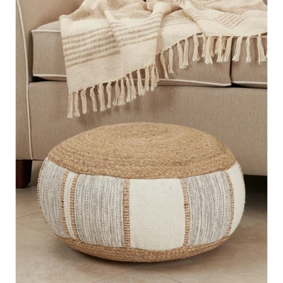Saro Lifestyle Woven Pouf, 20"x10" Round, Natural 5 Saro Lifestyle Woven Pouf, 20"x10" Round, Natural - Image 3