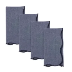 Saro Lifestyle Chic Scallop Napkin (Set Of 4), 20", Blue