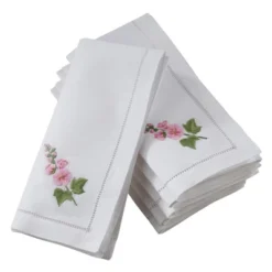 Saro Lifestyle Handmade Hollyhock Embroidery Napkin With Hemstitched Border (Set Of 6), 20"x20", White 7 Saro Lifestyle Handmade Hollyhock Embroidery Napkin With Hemstitched Border (Set Of 6), 20"x20", White -Saro Lifestyle GUEST e25d9b35 5d84 47d9 90d7 e23dc4fd113d