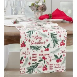 Saro Lifestyle Holly Christmas Design Table Runner -Saro Lifestyle GUEST e3156b59 356d 4a02 acdd aef5d786a78c