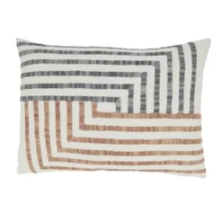 14"x20" Oversize Linear Luxury Geometric Lines Lumbar Throw Pillow Ivory - Saro Lifestyle -Saro Lifestyle GUEST e4a1109e cdf6 48ed 8d2a 9d16be13a889