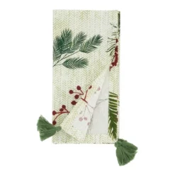 Saro Lifestyle Pine Needle And Red Berry Design Holiday Table Napkins (Set Of 4)