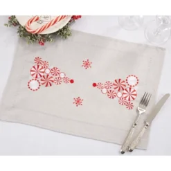 Saro Lifestyle Holiday Placemats With Peppermint Christmas Tree Design (Set Of 4) -Saro Lifestyle GUEST e752dd77 a0a3 48b6 8e68 3e1b9780dbec