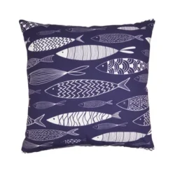 Saro Lifestyle Whimsical School Of Fish Outdoor Pillow With Poly Fill, 18"x18", Blue 9 Saro Lifestyle Whimsical School Of Fish Outdoor Pillow With Poly Fill, 18"x18", Blue -Saro Lifestyle GUEST ea4fa13a 16b3 4141 beb7 244182770323