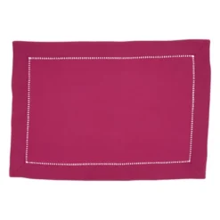 Saro Lifestyle Rochester Collection Placemat With Hemstitched Border (Set Of 12), 14"x20", Pink