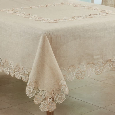 Saro Lifestyle Elegant Tablecloth With Lace Rose Border 9 Saro Lifestyle Elegant Tablecloth With Lace Rose Border - Image 7