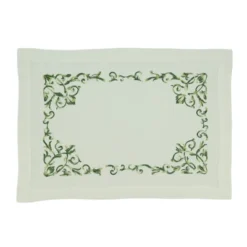 Saro Lifestyle Scroll Table Mats With Floral Embroidery(Set Of 4), Green