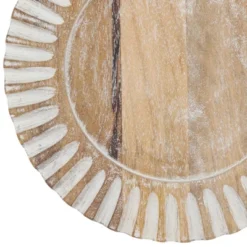 Saro Lifestyle Ribbed Wooden Charger, 13" Ø Round, Natural (Set Of 4) -Saro Lifestyle GUEST ee0c72be 6ef3 47c9 b102 4c4d1a7a2058