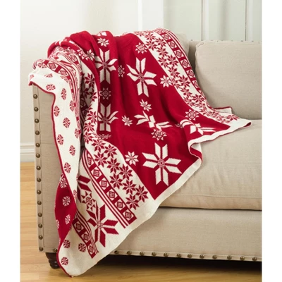 Saro Lifestyle Knitted Christmas Design Throw Blanket, 60"x80", Red 3 Saro Lifestyle Knitted Christmas Design Throw Blanket, 60"x80", Red