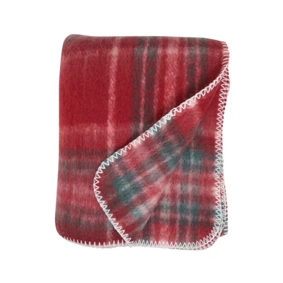Saro Lifestyle Faux Mohair Plaid Throw, 50"x60", Red 3 Saro Lifestyle Faux Mohair Plaid Throw, 50"x60", Red