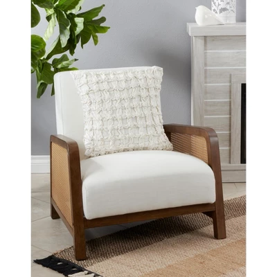 Saro Lifestyle Smocked Velvet Decorative Pillow Cover, Beige, 20" 4 Saro Lifestyle Smocked Velvet Decorative Pillow Cover, Beige, 20" - Image 2