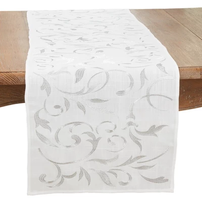 Saro Lifestyle Botanical Embroidered Leaves Table Runner 5 Saro Lifestyle Botanical Embroidered Leaves Table Runner - Image 3