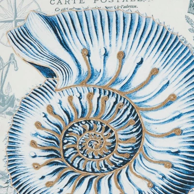 Saro Lifestyle Coastal Outdoor Shell Poly Filled Pillow, 18"x18", Blue 4 Saro Lifestyle Coastal Outdoor Shell Poly Filled Pillow, 18"x18", Blue - Image 2