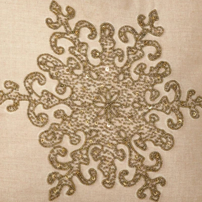 18"x18" Snowflake Design Beaded Pillow Down Filled Throw Pillow Bronze - Saro Lifestyle 4 18"x18" Snowflake Design Beaded Pillow Down Filled Throw Pillow Bronze - Saro Lifestyle - Image 2
