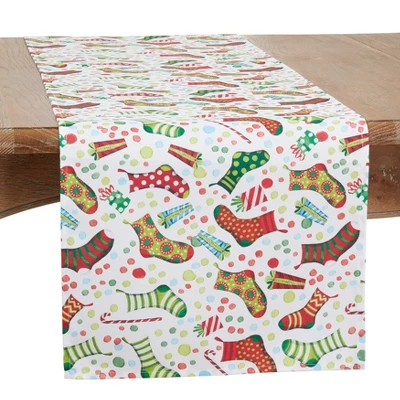 Saro Lifestyle Christmas Stockings Holiday Table Runner 8 Saro Lifestyle Christmas Stockings Holiday Table Runner - Image 6