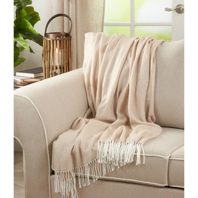 50"X60" Herringbone Tassel Fringe Throw Blanket - Saro Lifestyle 3 50"X60" Herringbone Tassel Fringe Throw Blanket - Saro Lifestyle