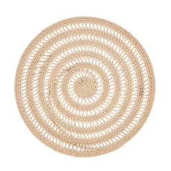 Saro Lifestyle Natural Weave Rattan Placemat (Set Of 4), 15"x15", Beige