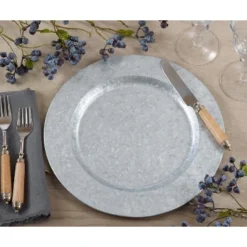 Saro Lifestyle Polished Galvanized Charger, 13" Ø Round, Silver (Set Of 4) -Saro Lifestyle GUEST f3d67b03 1f17 4f3f a9e6 669abbe3247c