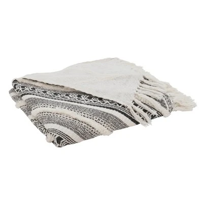 50"x60" Embellished Diamond Cotton Throw Blanket Black - Saro Lifestyle 3 50"x60" Embellished Diamond Cotton Throw Blanket Black - Saro Lifestyle