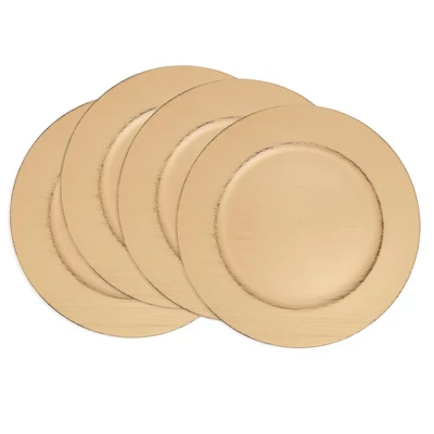 Saro Lifestyle Refined Brushed Charger Plate (Set Of 4), 13"x13", Gold 4 Saro Lifestyle Refined Brushed Charger Plate (Set Of 4), 13"x13", Gold - Image 2