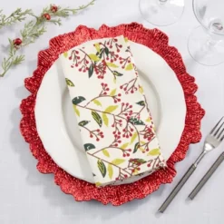Saro Lifestyle Red Berry Delight Napkin (Set Of 4), 20"x20", Multicolored -Saro Lifestyle GUEST f45a672e 266a 4c17 80a8 6f74e833fcf3