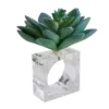 4pk Plastic Succulent Napkin Rings - Saro Lifestyle: Aqua Blue Acrylic, Pressed Molded, Cloth Napkin Holders, Set Of 4 -Saro Lifestyle GUEST f5f41e2e 28bf 4eb5 9255 d1fef050985d