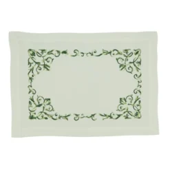 Saro Lifestyle Scroll Table Mats With Floral Embroidery(Set Of 4), Green -Saro Lifestyle GUEST f73a064b b724 47a9 a421 5373e1456d95