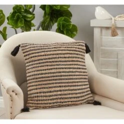 Saro Lifestyle Saro Lifestyle Throw Pillow Cover With Striped Tassel Design -Saro Lifestyle GUEST f7807333 e261 488e a66d 565e8dc5d82f