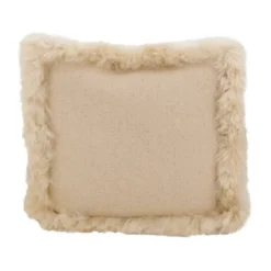 Saro Lifestyle Luxurious Linen Pouf With Soft Lamb Fur Trim 9 Saro Lifestyle Luxurious Linen Pouf With Soft Lamb Fur Trim -Saro Lifestyle GUEST f7987722 8997 46b3 8031 92438c05043a