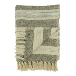 Saro Lifestyle Striped Throw Blanket With Fringed Edges, Gray