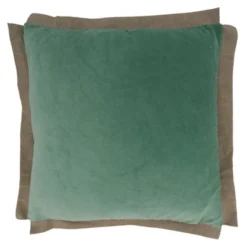Saro Lifestyle Velvet Flange Throw Pillow With Poly Filling, Mint, 20" X 20"