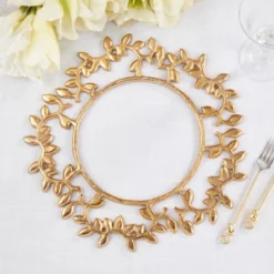 Saro Lifestyle Leaf Border Charger (Set Of 4) 9 Saro Lifestyle Leaf Border Charger (Set Of 4) -Saro Lifestyle GUEST f858fe6d 3f67 49bd 82cd 22c1acba7847