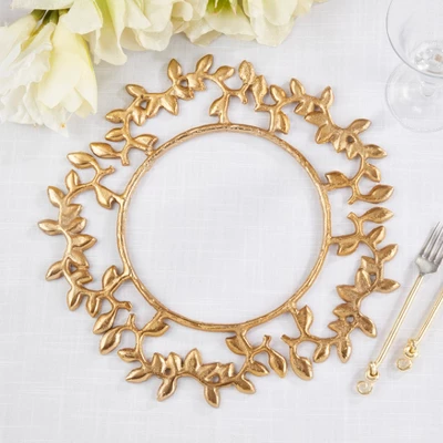 Saro Lifestyle Leaf Border Charger (Set Of 4) 5 Saro Lifestyle Leaf Border Charger (Set Of 4) - Image 3