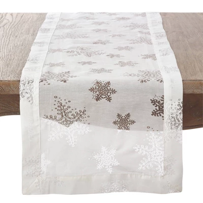 White Snowflakes Table Runner - Saro Lifestyle: Elegant Holiday Decor, Machine Washable, Polyester 4 White Snowflakes Table Runner - Saro Lifestyle: Elegant Holiday Decor, Machine Washable, Polyester - Image 2