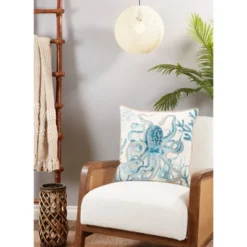 20"x20" Oversize Octopus With Poly Filling Square Throw Pillow Aqua Blue - Saro Lifestyle -Saro Lifestyle GUEST f96e8b7f 6570 424d ac44 0b8639ca6734