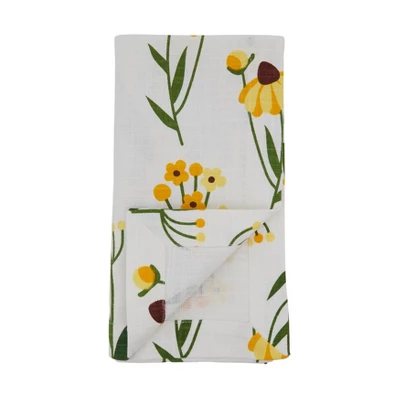 Saro Lifestyle Daisy Floral Design Cotton Table Napkins (Set Of 4), 20", Yellow 3 Saro Lifestyle Daisy Floral Design Cotton Table Napkins (Set Of 4), 20", Yellow