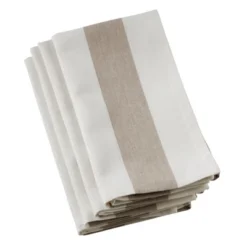 Saro Lifestyle Classic Striped Napkin, 20" Square, Taupe (Set Of 4) -Saro Lifestyle GUEST fc023358 9700 441e 9f71 be8366aa8c3a