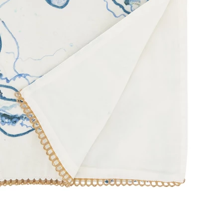 Saro Lifestyle Table Runner With Sea Life Design, Blue, 16" X 72" 3 Saro Lifestyle Table Runner With Sea Life Design, Blue, 16" X 72"