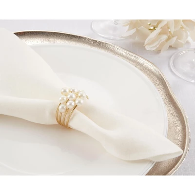 Saro Lifestyle Saro Lifestyle Pearl Design Table Napkin Rings (Set Of 4), Gold, 5 Saro Lifestyle Saro Lifestyle Pearl Design Table Napkin Rings (Set Of 4), Gold, - Image 3